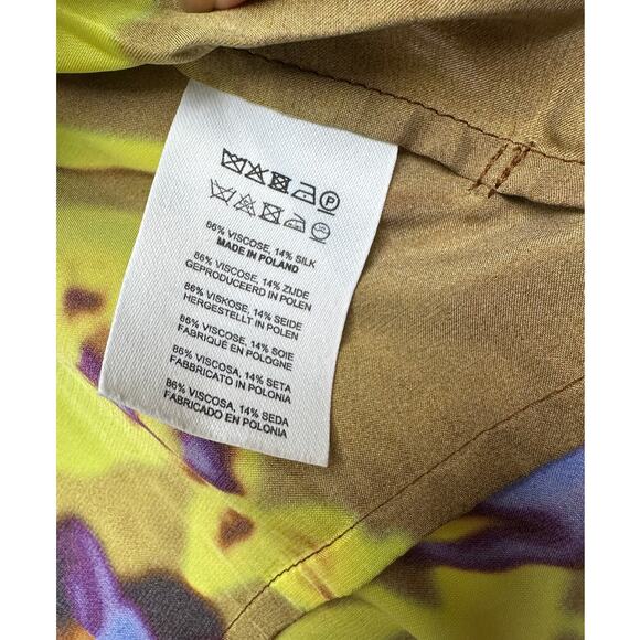 Dries Van Noten floral satin trench coat yellow women US 8 double-breasted - Picture 11 of 16